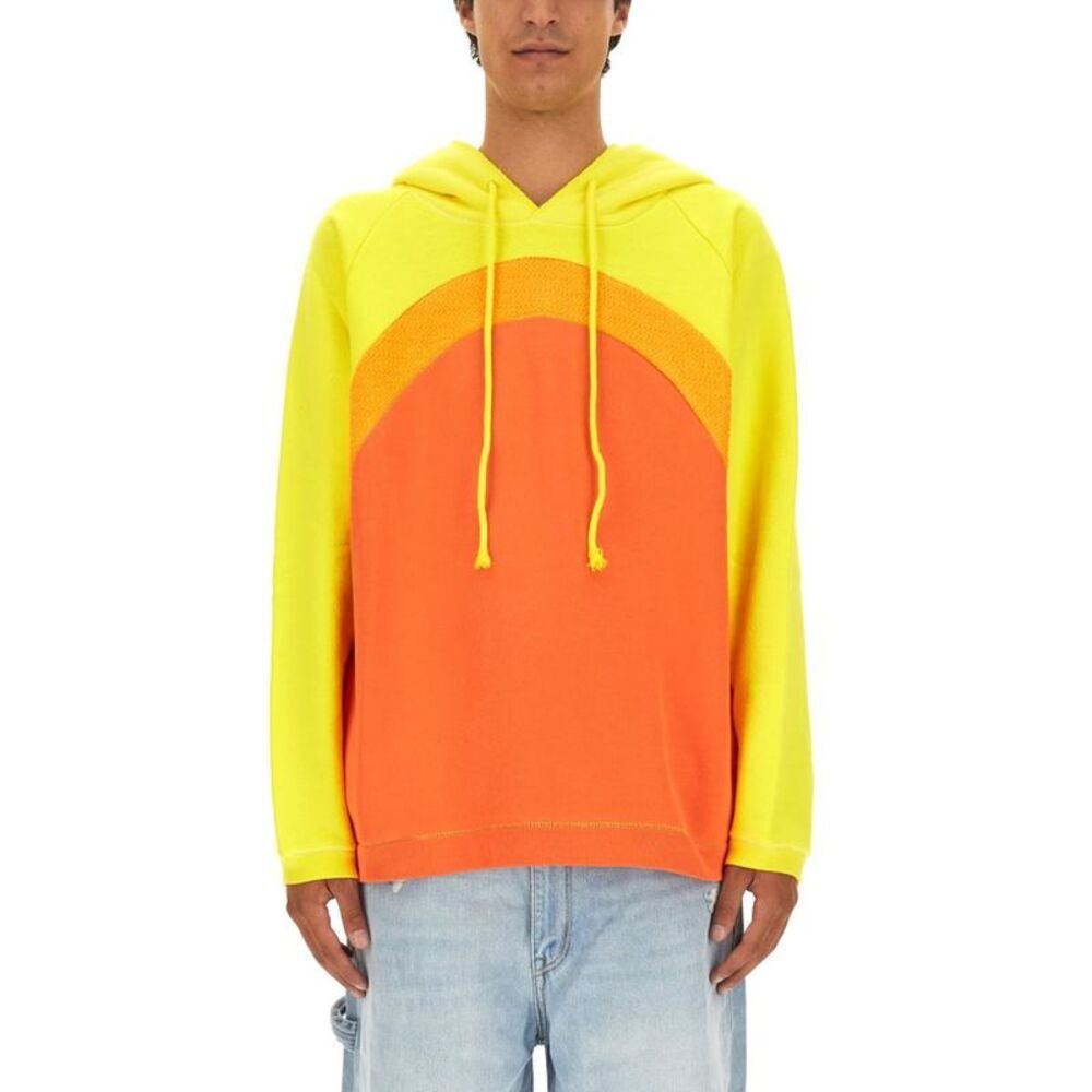 ERL Colorblock Pullover Hoodie Men ORANGE Sweaters & Cardigans